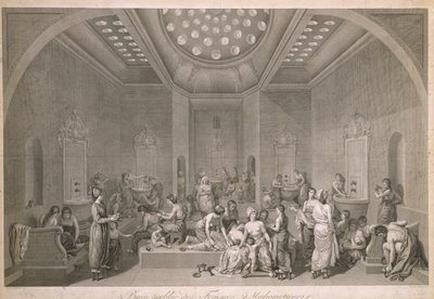 Les bains publics pour femmes musulmanes, gravé par Robert Delaunay - Jean Jacques Francois Lebarbier